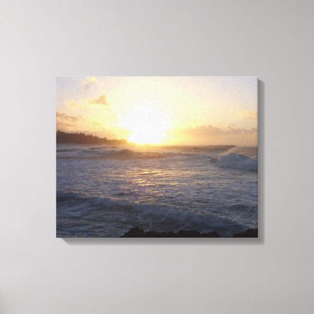 Wellen bei Sonnenuntergang Leinwanddruck (Vorderseite)