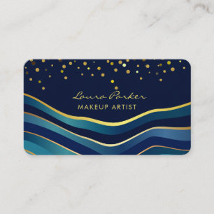 Wellen Blau Gold Minimale Streifen Visagist Visitenkarte