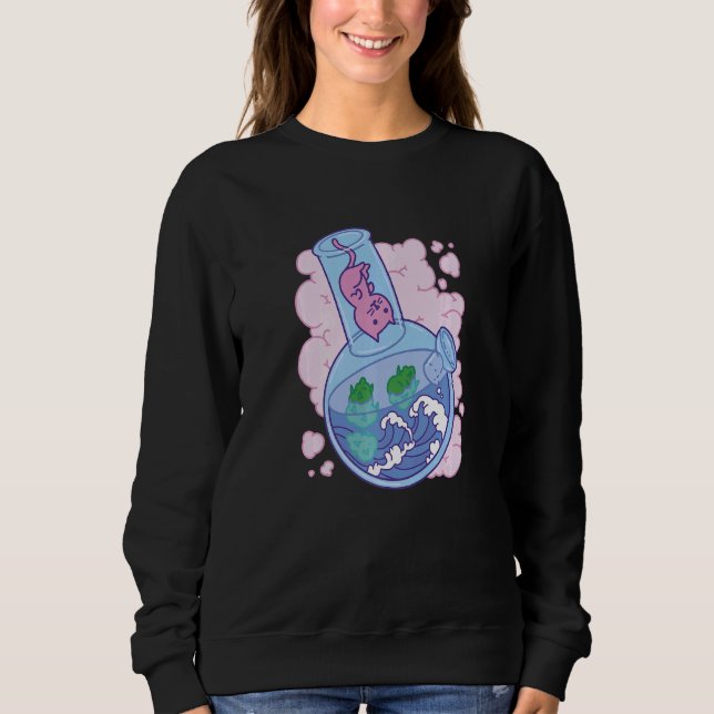 Wellen Bong Joint Katze   Sweatshirt (Vorderseite)