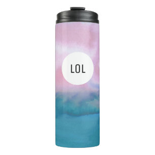 Wellen der Wasserfarbe Rosa Aquamarines Muster MON Thermosbecher