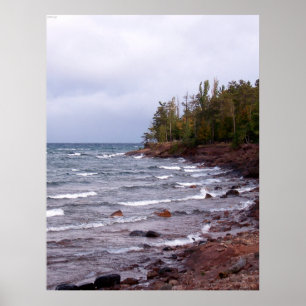 Wellen des Sees Superior Poster