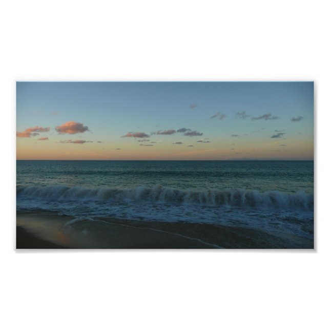 Wellen, die in der Sonnenuntergang-Landschaft abst Fotodruck (Vorne)