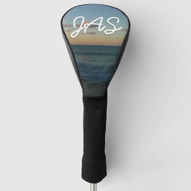 Wellen, die in der Sonnenuntergang-Landschaft abst Golf Headcover (Vorderseite)