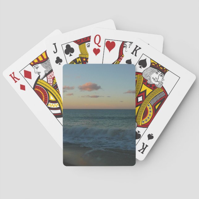 Wellen, die in der Sonnenuntergang-Landschaft abst Spielkarten (Rückseite)