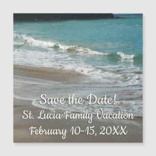 Wellen, die Save the Date am Strand von Turquoise  Magnetkarte
