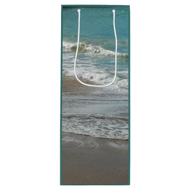 Wellen, die sich am türkisblauen Meer am Strand sa Geschenktüte Für Weinflaschen (Vorderseite)