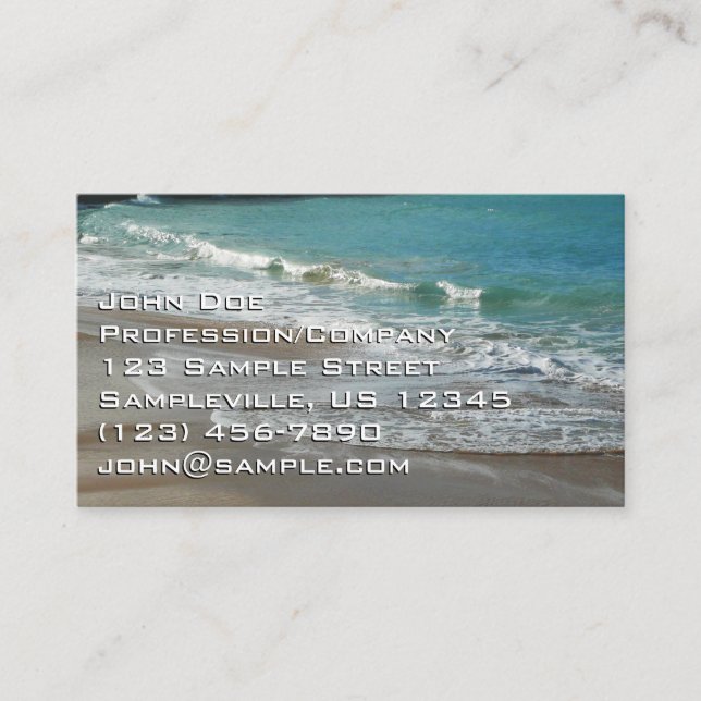 Wellen, die sich am türkisblauen Meer am Strand sa Visitenkarte (Vorderseite)