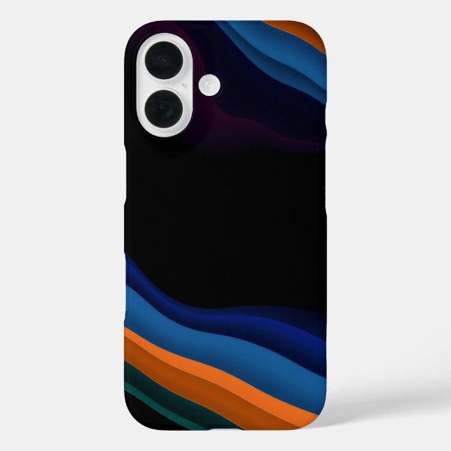Wellen: Eine Minimalistische Abstrakte iPhone 16 Hülle (Rückseite)