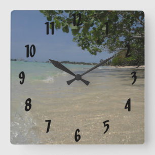 Wellen entlang Negril Strand-Jamaika-Wanduhr Quadratische Wanduhr