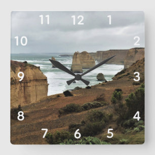 Wellen gegen die Zeit - Great Ocean Road Quadratische Wanduhr