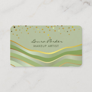 Wellen Grün Gold Minimale Streifen Makeup Artist Visitenkarte