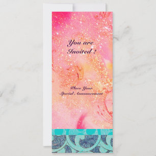 WELLEN, helles blau grün rosa gold glänzt Einladung