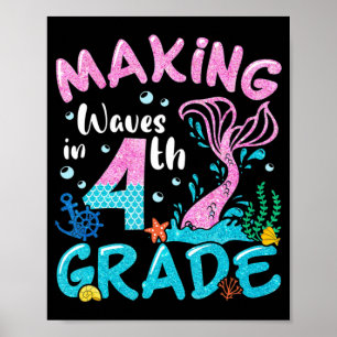 Wellen in 4. Klasse Meerjungfrau zurück zur Schule Poster