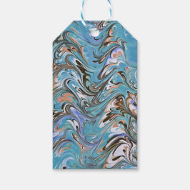 Wellen in blauer akryllischer Pour Abstrakt Art Geschenkanhänger