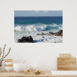 Wellen in Maui, Landschaftsfotografie von Hawaii Poster