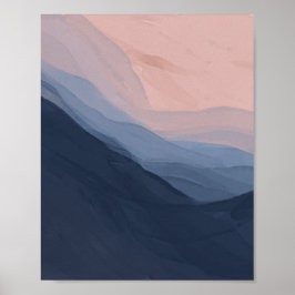 Wellen in Textur - Tief blau und Beige Poster