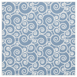 Wellen, Krümmer und Spiralen Muster auf Denim Blue Stoff