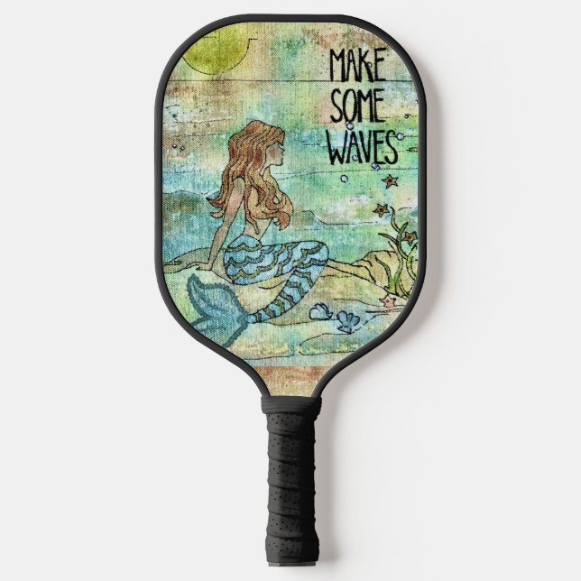 Wellen mit Meerjungfrau-Schwänzen machen Pickleball Schläger (Vorderseite)