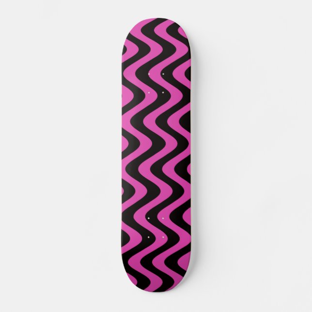 Wellen (rosa/schwarz) skateboard (Vorderseite)