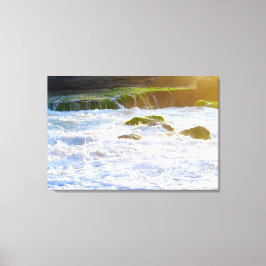 Wellen-Schaum-Riff-Algen-Strand-Landschaft-Natur-F Leinwanddruck