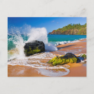 Wellen schlagen auf den Strand, Hawaii Postkarte