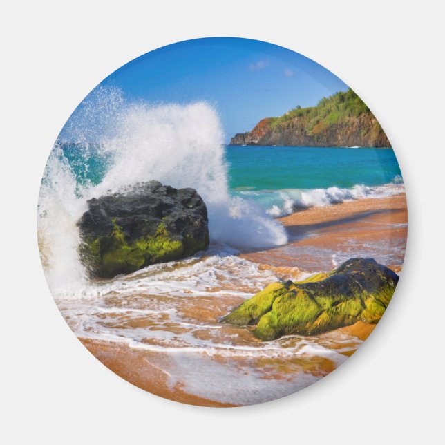 Wellen stürzen am Strand, Hawaii Magnet (Vorne)