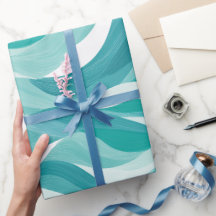 Wellen Teal Aqua Bewegung Weiß abstraktes Muster