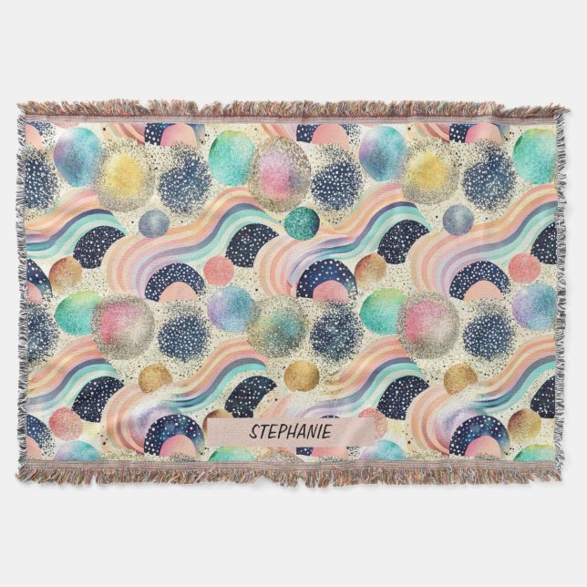 Wellen und Glitzer von Pastel, Rainbow, Abstrakt Decke (Vorderseite)
