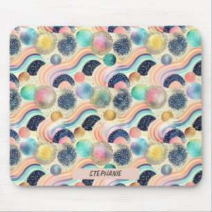 Wellen und Glitzer von Pastel, Rainbow, Abstrakt Mousepad