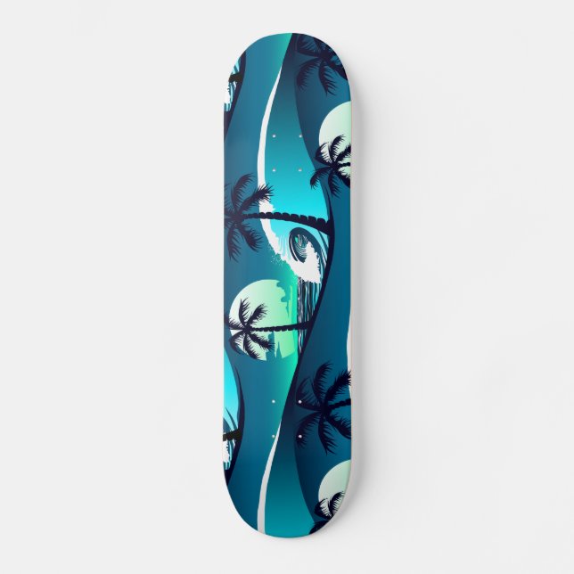 Wellen und Palmen Skateboard (Vorderseite)