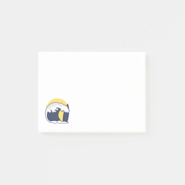 Wellen und Surfbrett Post-it Klebezettel (Vorderseite)