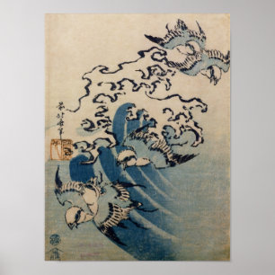 Wellen und Vögel, c.1825 Poster