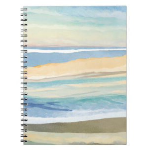 Wellen von Blau   Ozeanstrand-Strand Wasserfarbe Notizblock