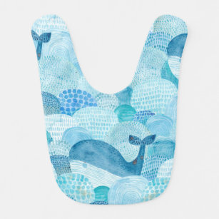 Wellen, Wale, kindische blaue Textur Babylätzchen