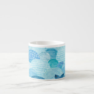 Wellen, Wale, kindische blaue Textur Espressotasse