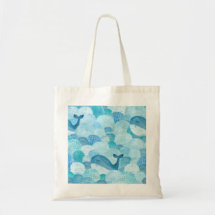 Wellen, Wale, kindische blaue Textur Tragetasche