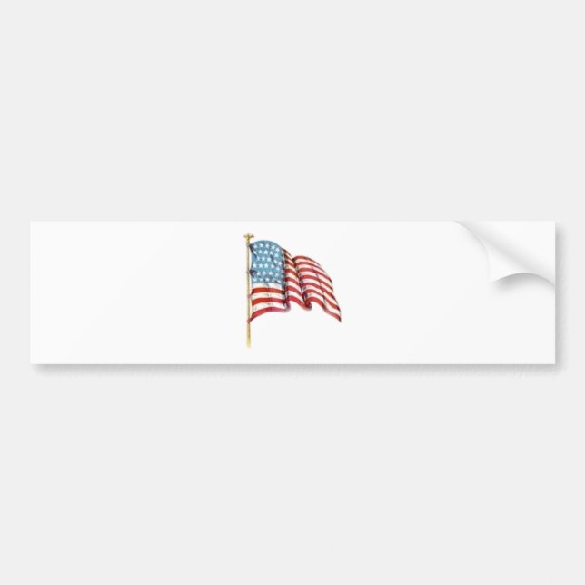 Wellenartig bewegende amerikanische Flagge Autoaufkleber (Vorne)