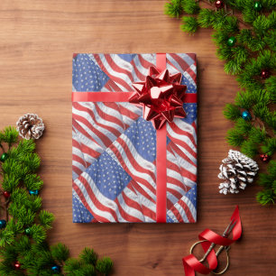 Wellenartig bewegende amerikanische Flagge Geschenkpapier