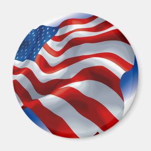 WELLENARTIG BEWEGENDE AMERIKANISCHE FLAGGE MAGNET