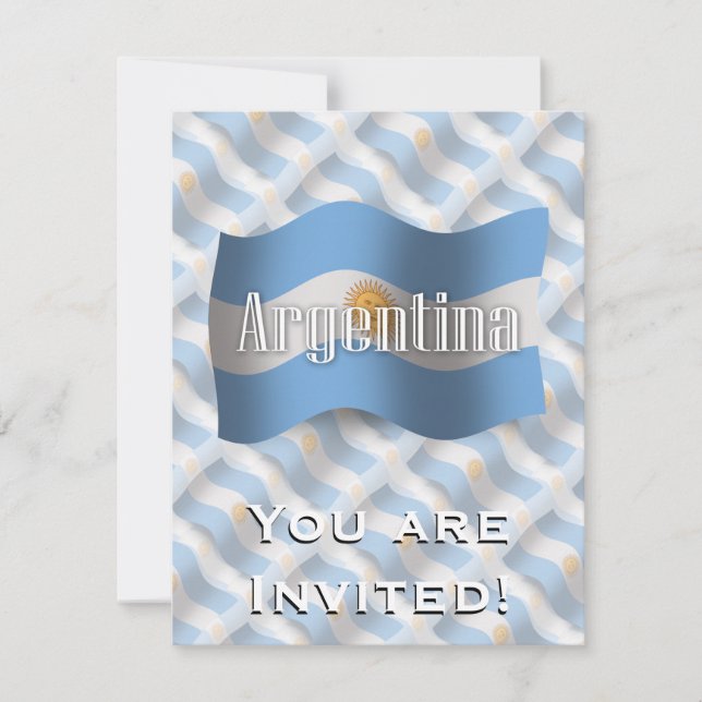 Wellenartig bewegende Flagge Argentiniens Einladung (Vorderseite)