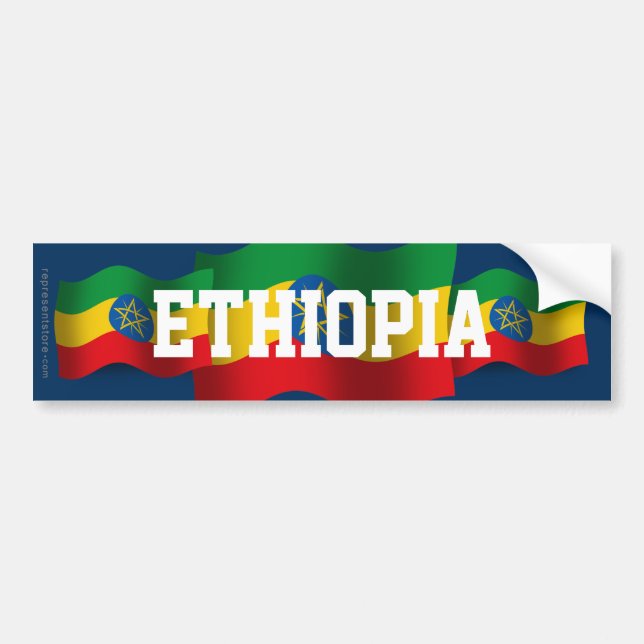 Wellenartig bewegende Flagge Äthiopiens Autoaufkleber (Vorne)