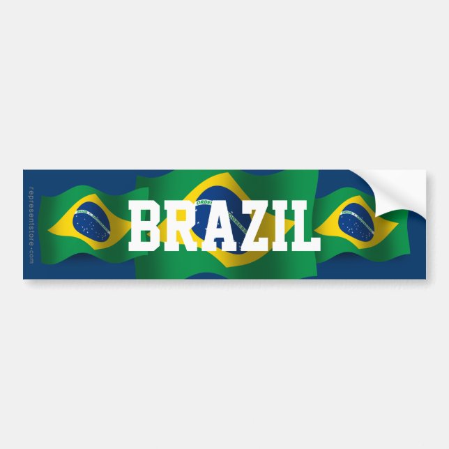 Wellenartig bewegende Flagge Brasiliens Autoaufkleber (Vorne)