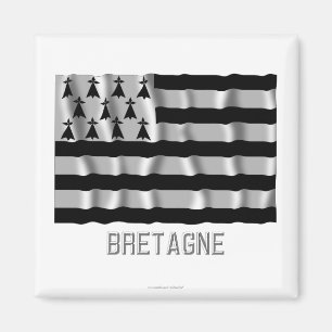 Wellenartig bewegende Flagge Bretagnes mit Namen Magnet