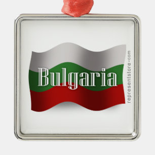 Wellenartig bewegende Flagge Bulgariens Ornament Aus Metall