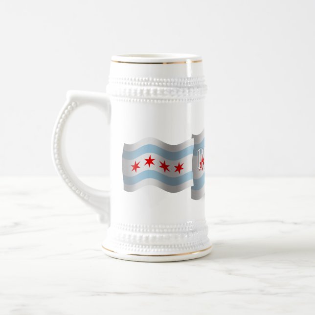 Wellenartig bewegende Flagge Chicagos Bierglas (Links)