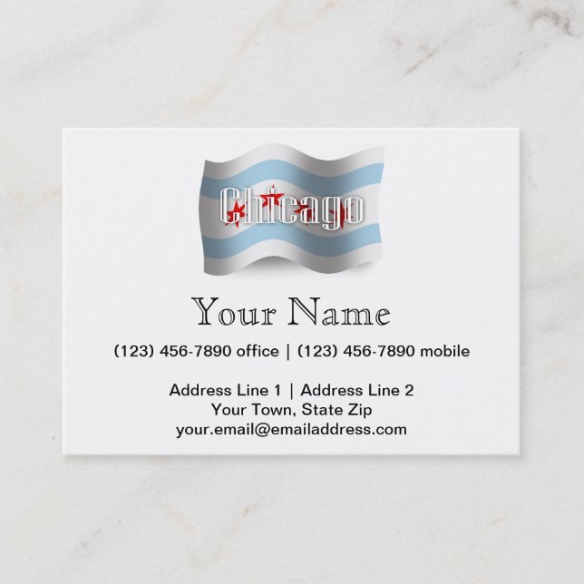 Wellenartig bewegende Flagge Chicagos Visitenkarte (Vorderseite)