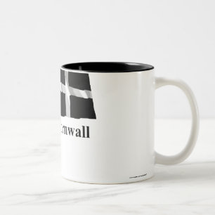 Wellenartig bewegende Flagge Cornwalls mit Namen Zweifarbige Tasse