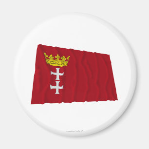 Wellenartig bewegende Flagge Danzig - Gdansks Magnet