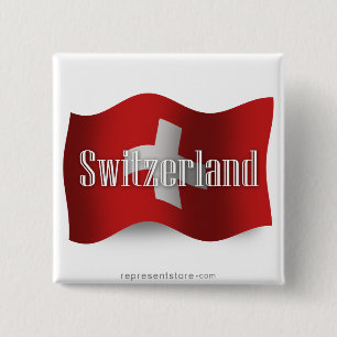 Wellenartig bewegende Flagge der Schweiz Button
