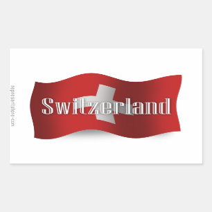 Wellenartig bewegende Flagge der Schweiz Rechteckiger Aufkleber
